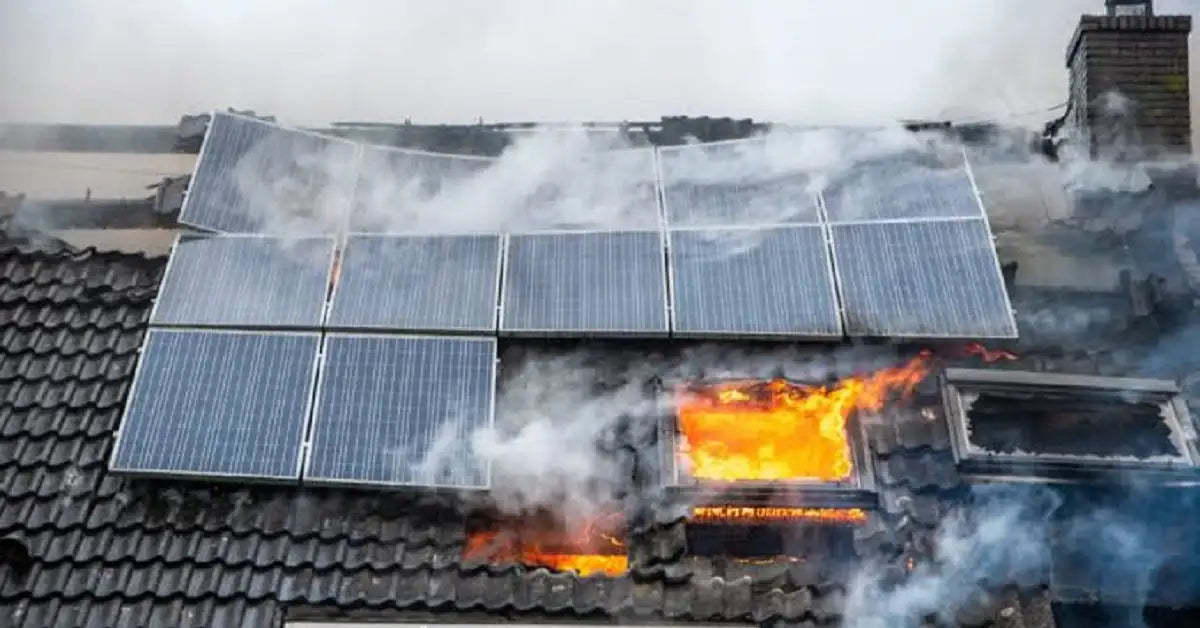 Residential-rooftop-blazing-with-flames-and-smoke-showing-fire-risk-from-defective-solar-light-and-panel-systems