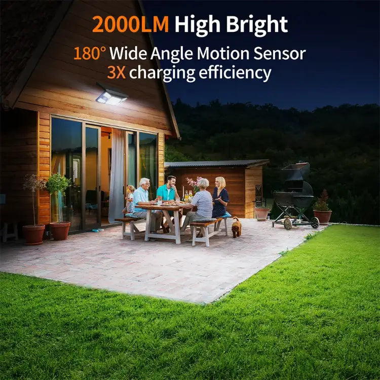 2000lm Solar Motion Sensor Light for Patio and Backyard