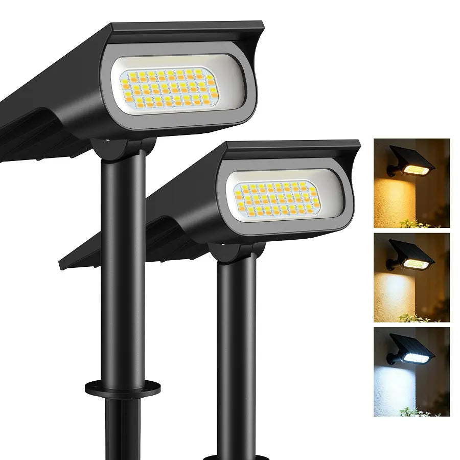 3 Color Mode Solar Spotlights 2 Pack