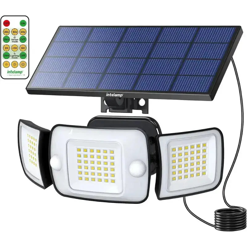 3 Head Solar Motion Sensor Light with Separate Panel
