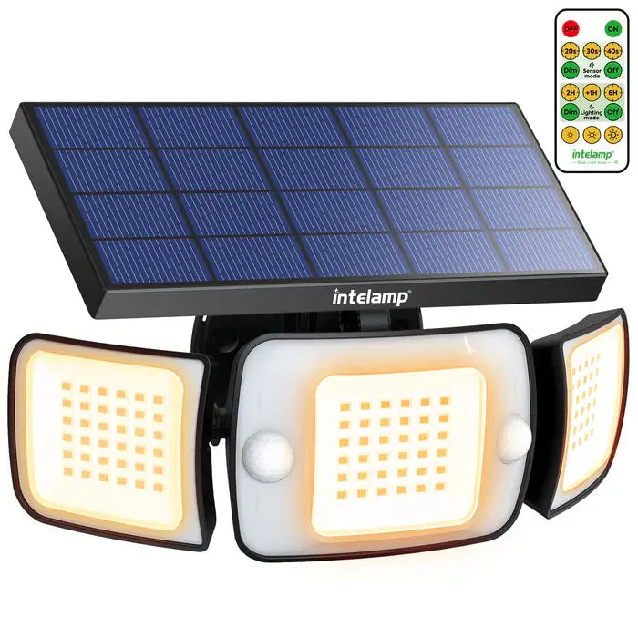3 Head Warm White Solar Security Light with Remote
