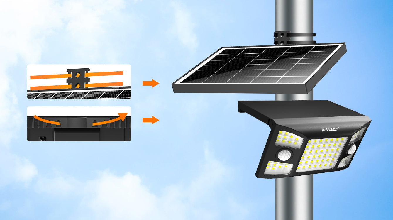 intelamp Foldable Solar Motion Sensor Light for Outdoor Garden Fence