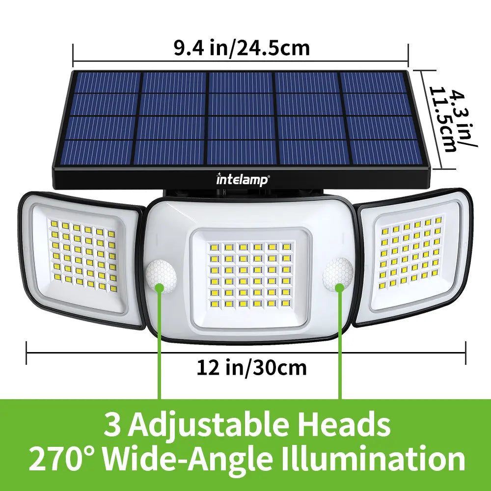 Adjustable 3 Head Solar Light with 270 Degree Illumination