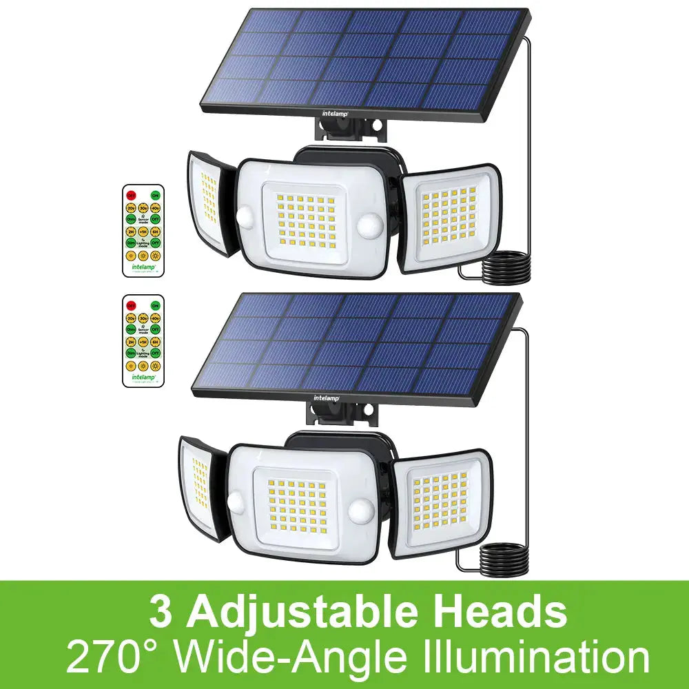 Adjustable 3 Head Solar Motion Sensor Lights 2 Pack