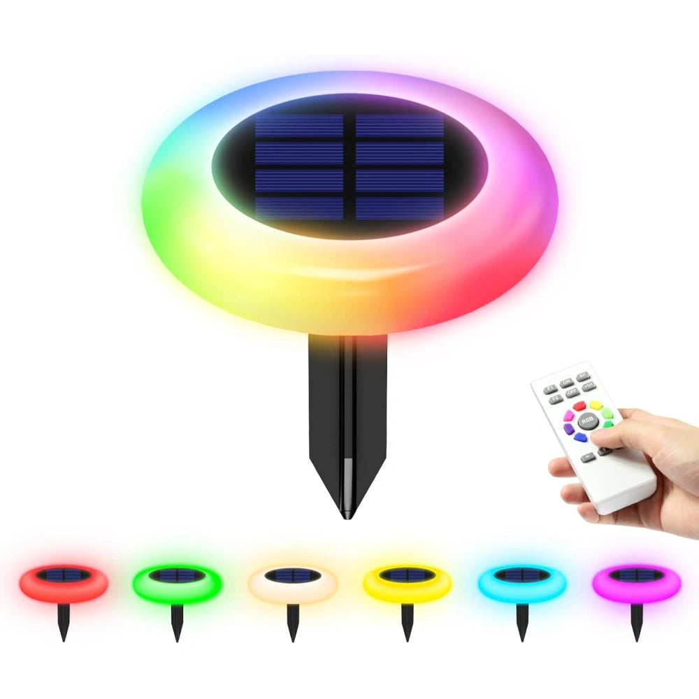intelamp 6-Pack Solar Pathway Lights | 9-Color RGB