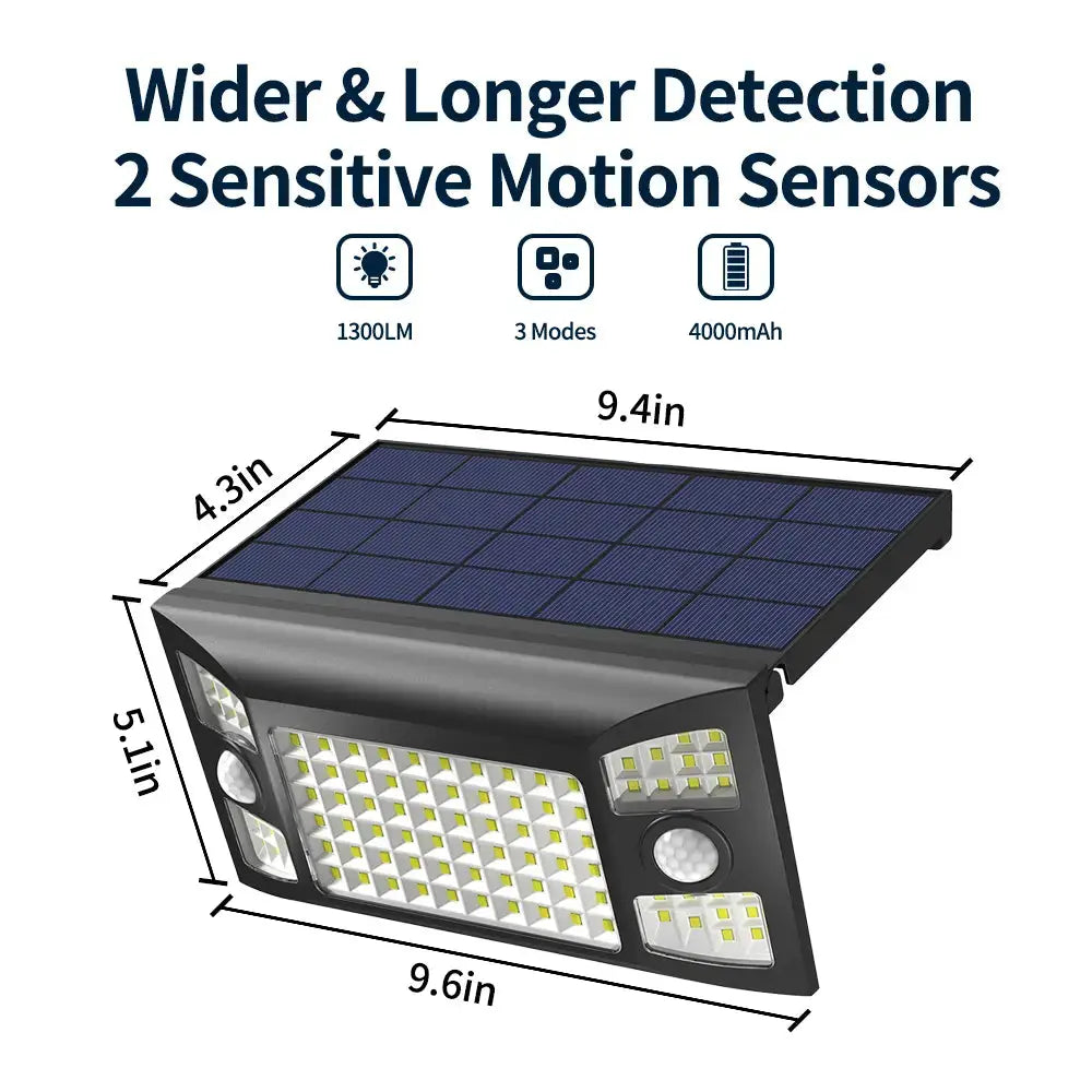 Dual Sensor Solar Flood Light with Dimensions