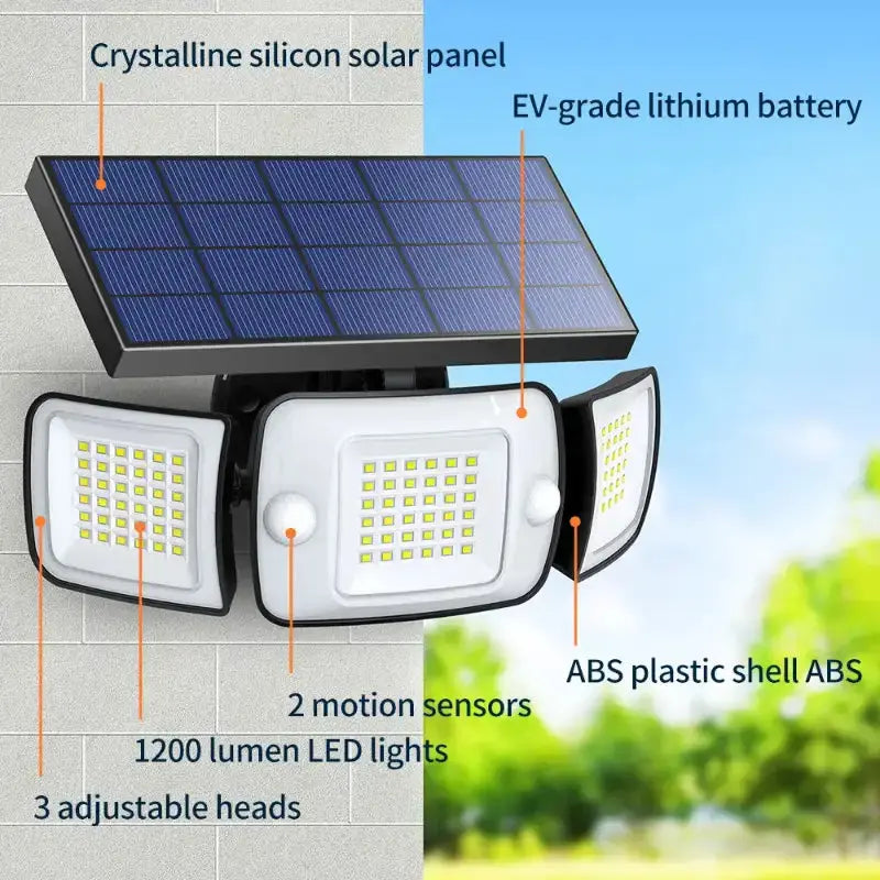 Durable 1200 Lumen Solar Flood Light Features