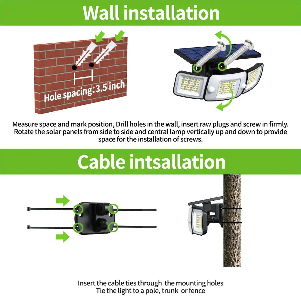 Easy to Install Solar Flood Light with Screws and Cable Ties