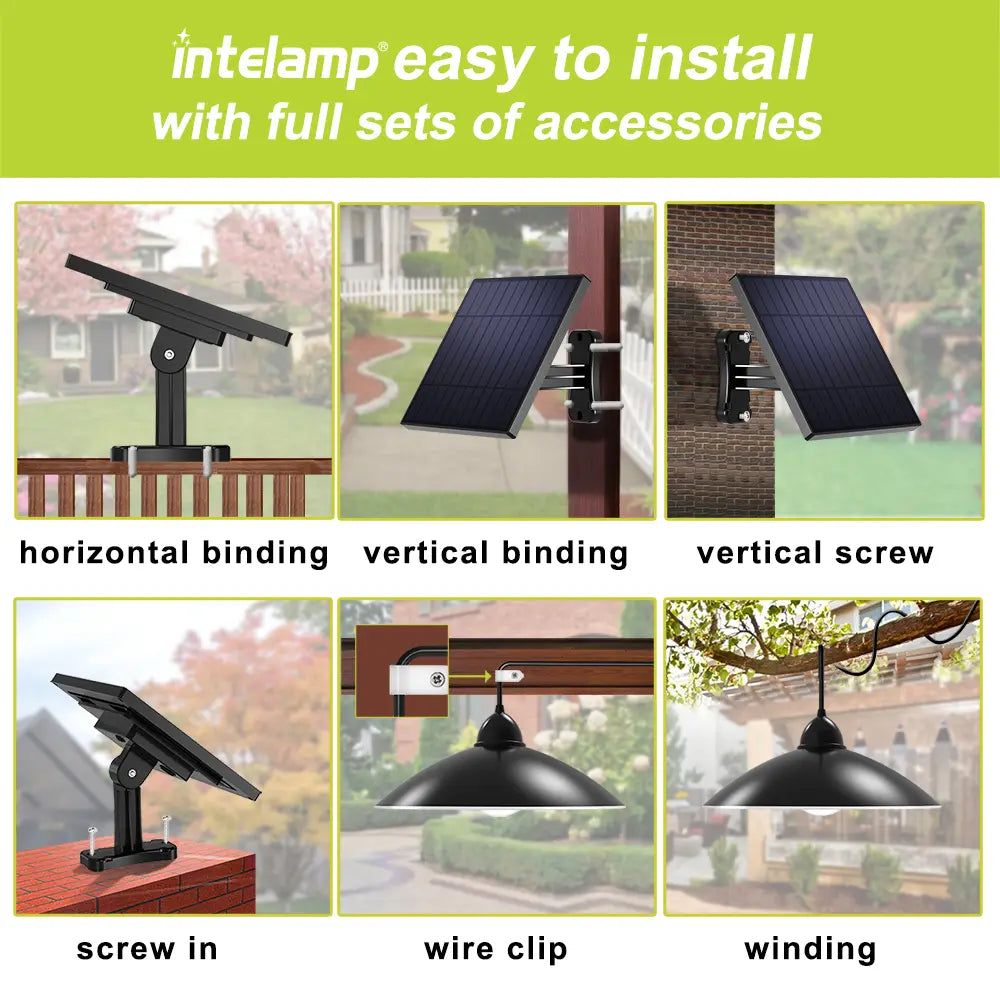 intelamp Solar Pendant Lights Indoor/Outdoor with 3 Brightness and Remote - intelamp