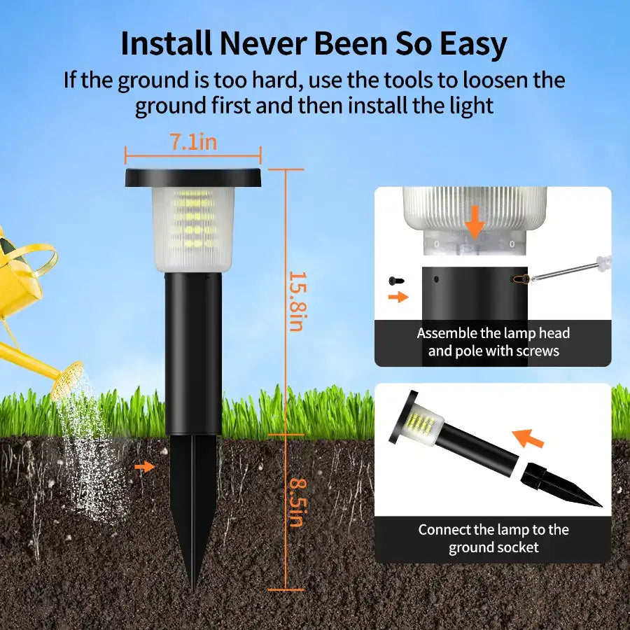 Easy to Install Solar Yard Lights with Stake