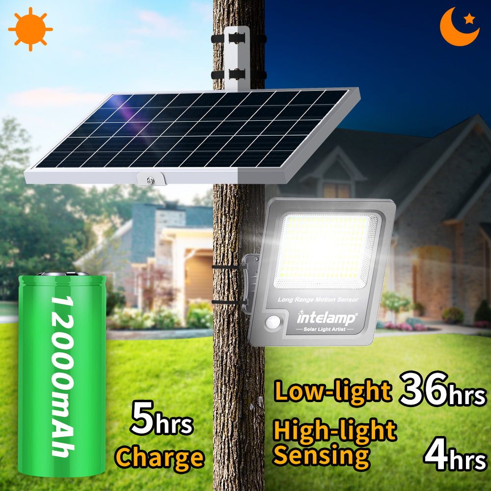 Fast Charging Solar Flood Light with 36 Hour Runtime
