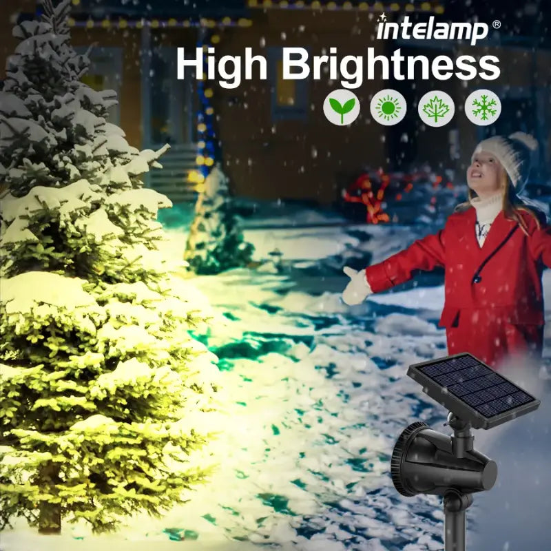 High brightness solar spotlight for all seasons