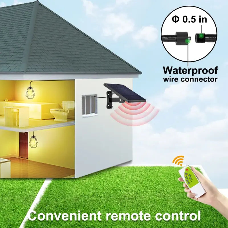 Indoor Solar Hanging Light with Remote and Waterproof Connector