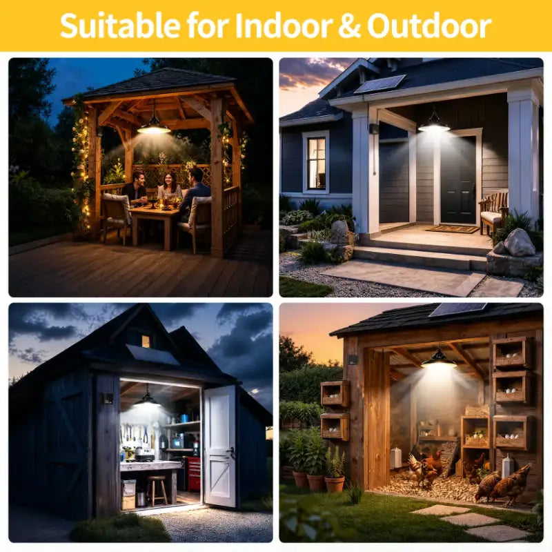 Multi-scene solar hanging light suitable for outdoor gazebo front porch indoor tool shed and chicken coop