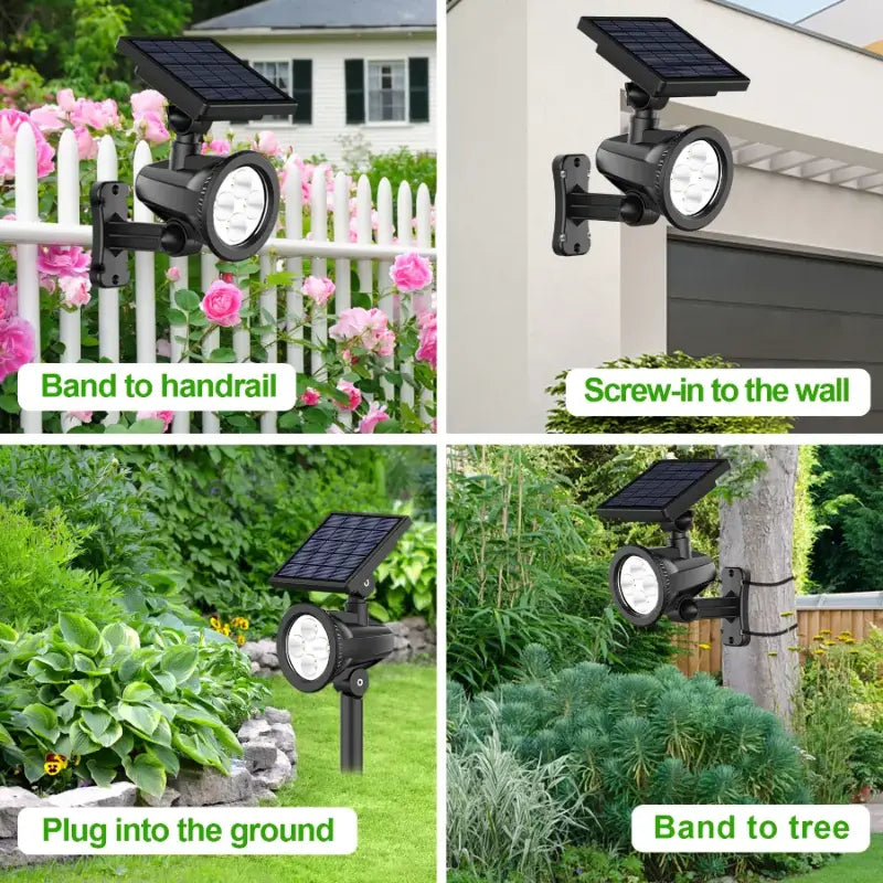 Multiple installation options for solar spot lights