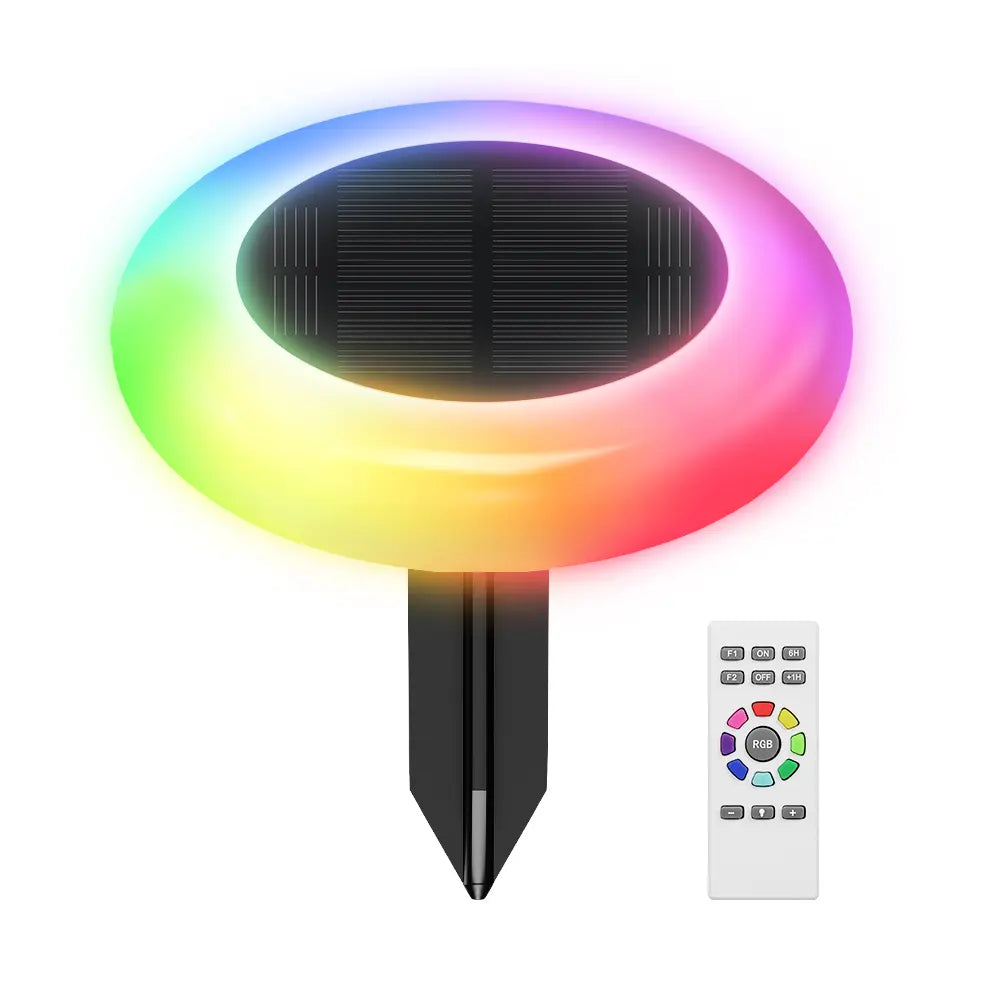 Color Your Path: 9-Color RGB Solar Disc Lights with Remote