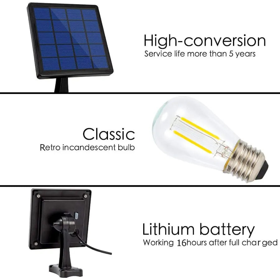 Solar pendant light features with long lasting battery