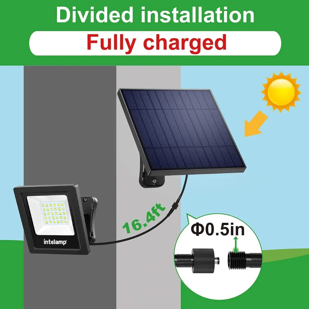 Split Panel Solar Flood Light for Shaded Areas