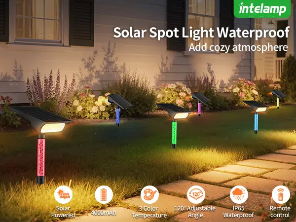 Zerodis Solar Panel Outdoor Garden Pathway LED Light,White/Warm Light Solar Powered Lamp,Wall-Mounted/Stand On Pathway Night Light Yard Lawn Landscape