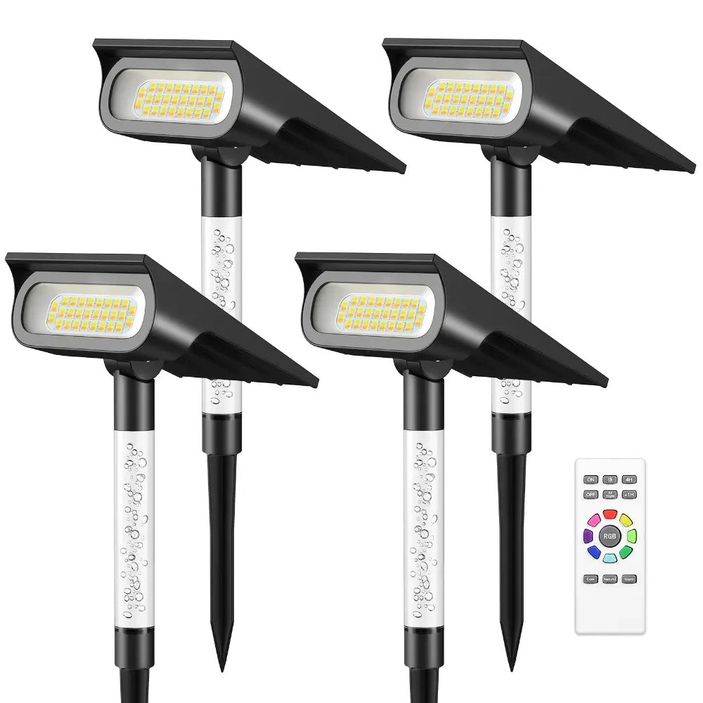 4 pack RGB solar landscape lights outdoor
