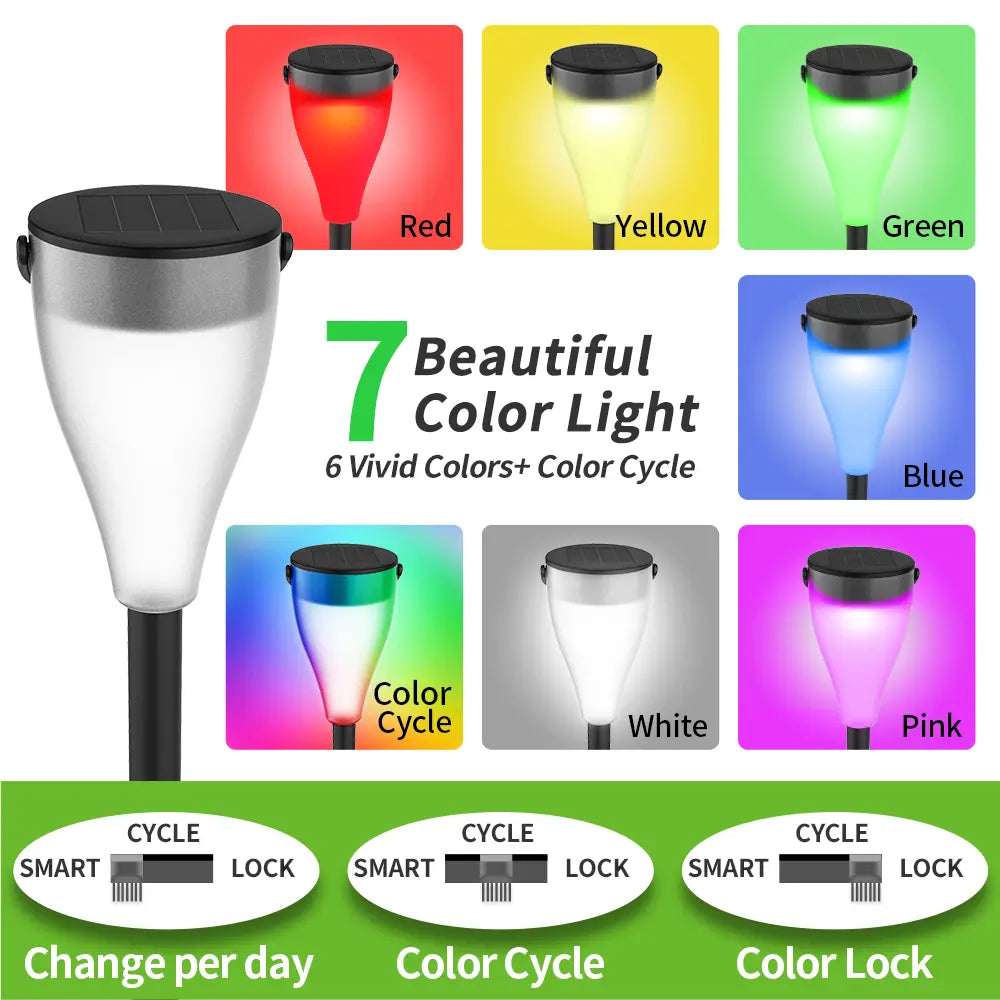 7 Color Solar Landscape Lights with Smart Modes