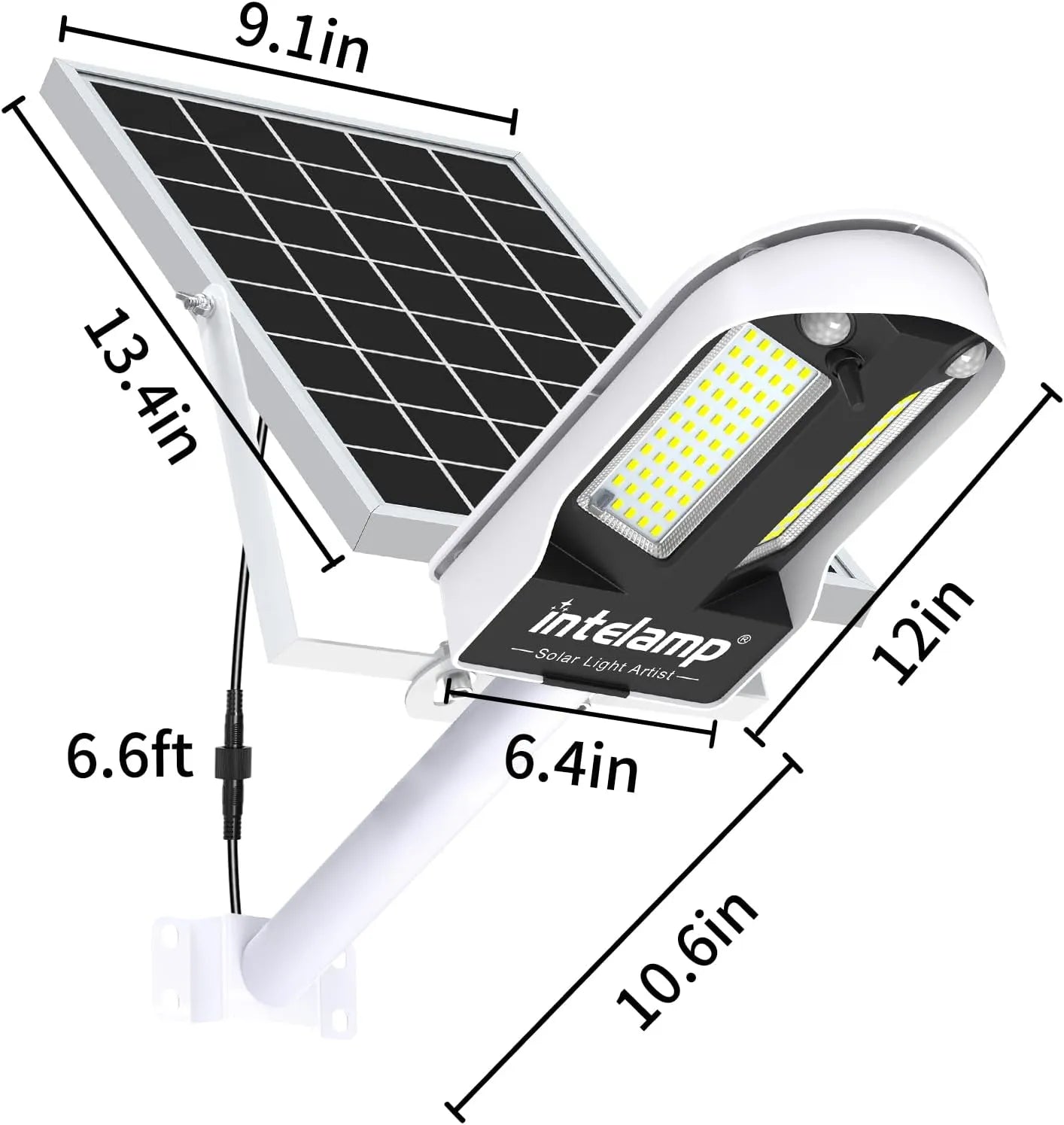 intelamp 3000LM Solar Street Light with 180° Motion Sensors
