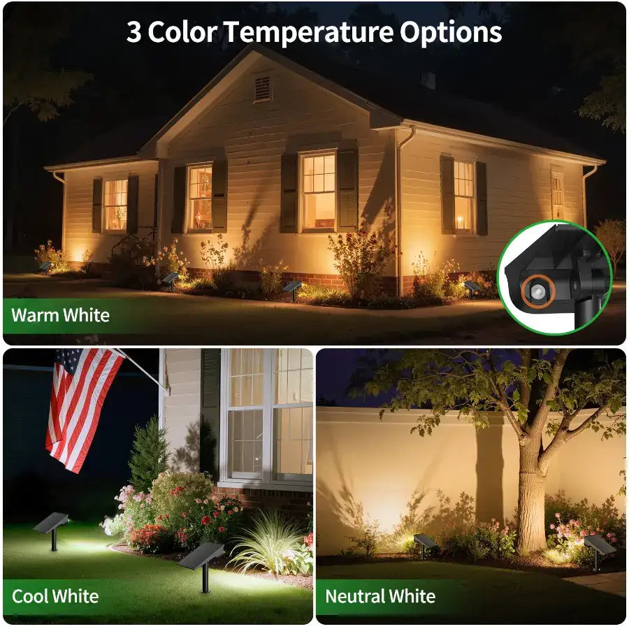 Adjustable 3 Color Temperature Solar Spotlights