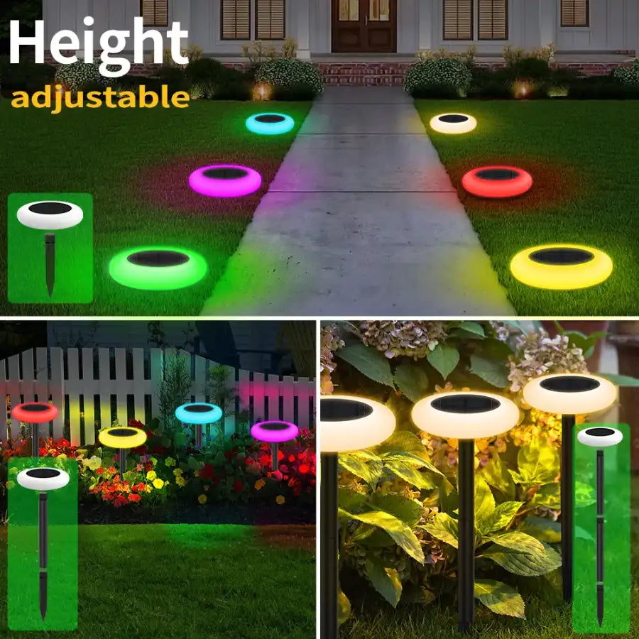 Adjustable Height Solar Pathway Disc Lights