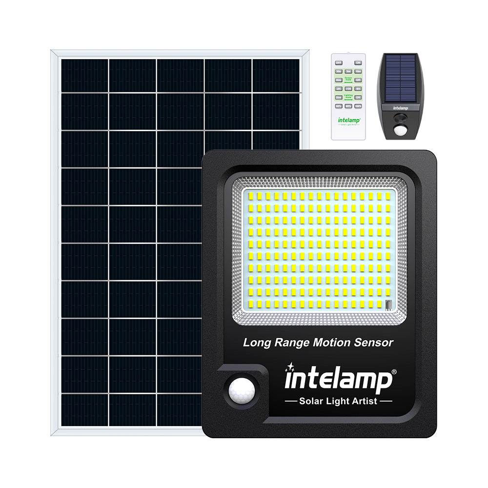 Black Solar Flood Light with Long Range Motion Sensor