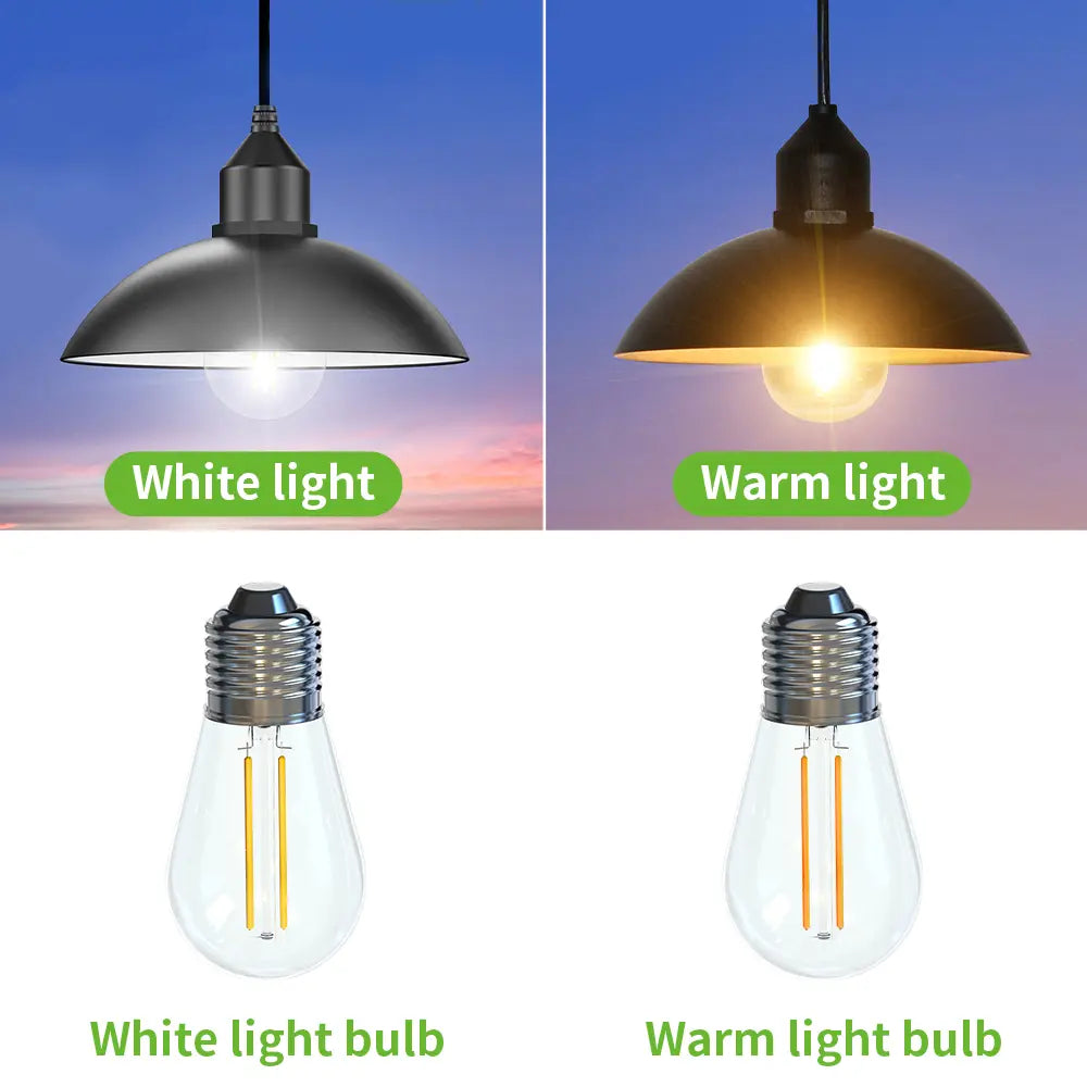 Dual Color Solar Pendant Light with Warm and White Bulbs