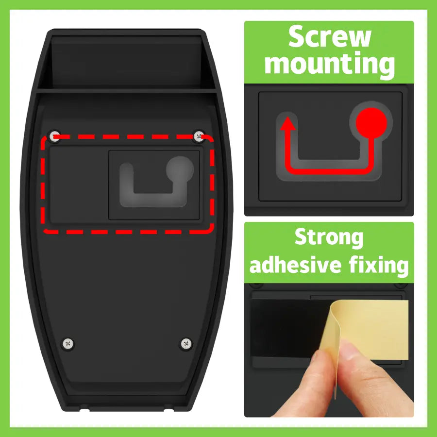 A diagram shows the two simple installation methods for the intelamp motion sensor: secure screw mounting and strong adhesive fixing.