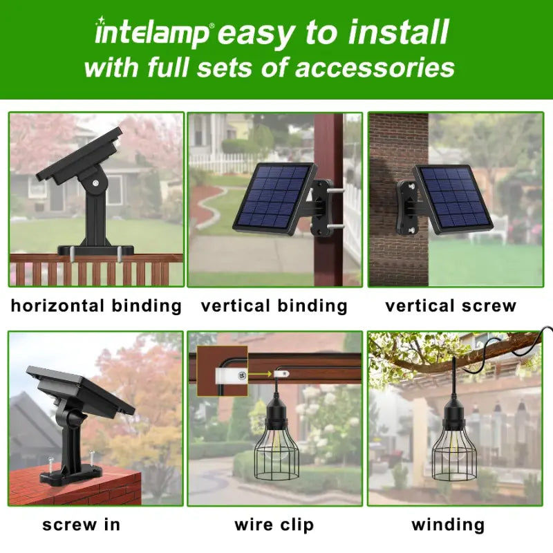 Easy to install solar pendant light with mounting accessories