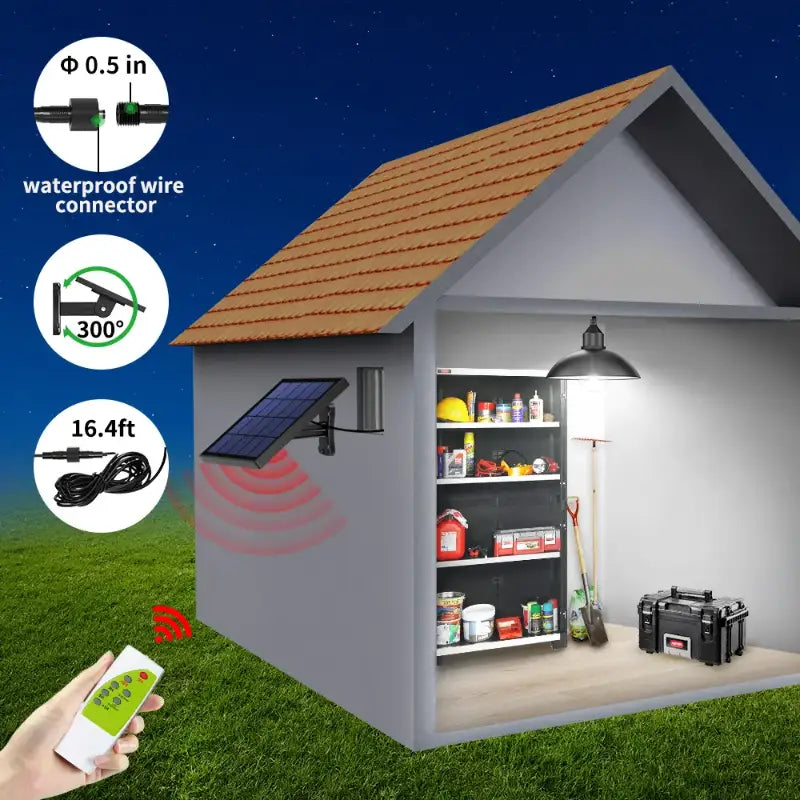 Indoor Solar Shed Light with Remote and 16ft Cable