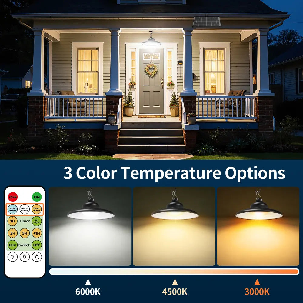 3 adjustable color temperatures 3000K warm white 4500K neutral and 6000K daylight with dedicated remote buttons