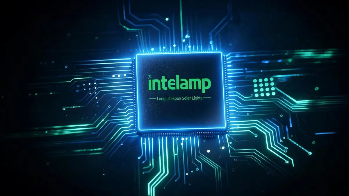 Intelamp proprietary solar control chip, world's first dedicated chip for solar lamps with product introduction text