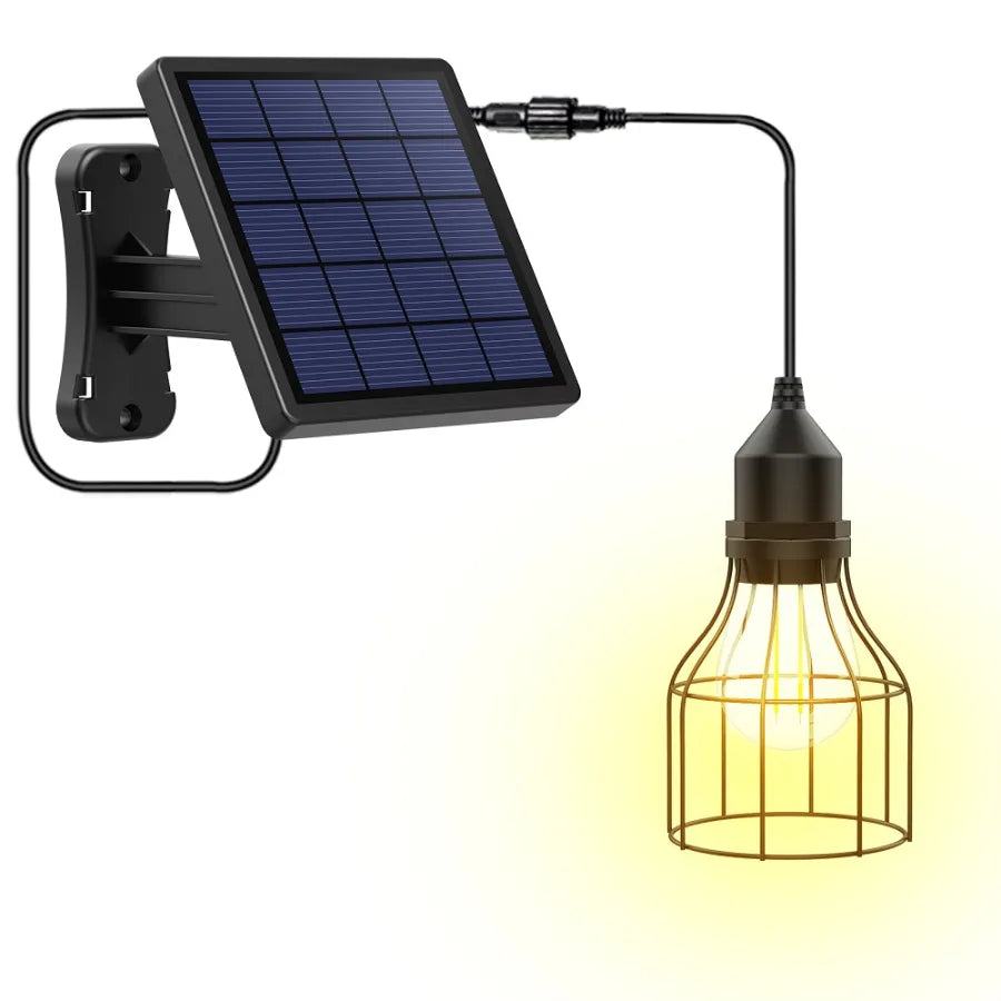 Intelamp retro solar pendant light for sheds