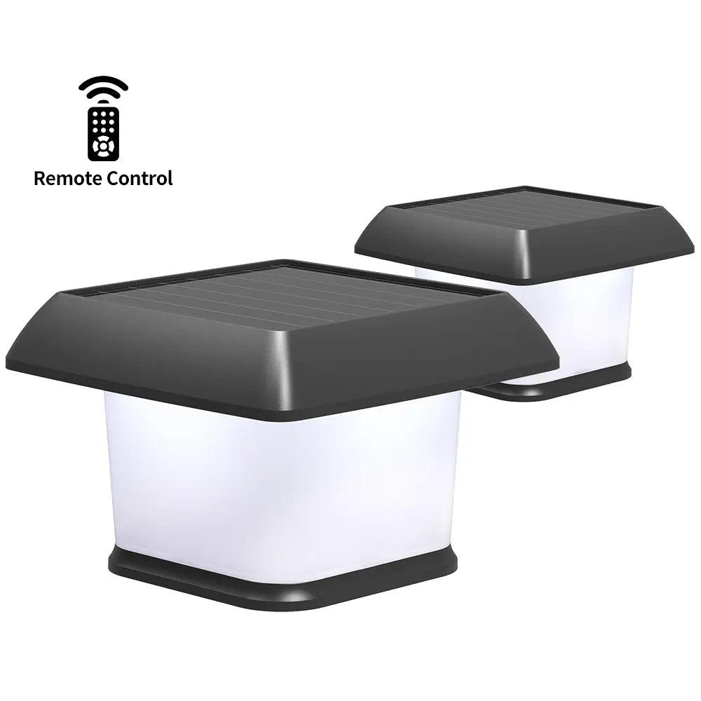 Remote Control Solar Post Cap Lights 2 Pack