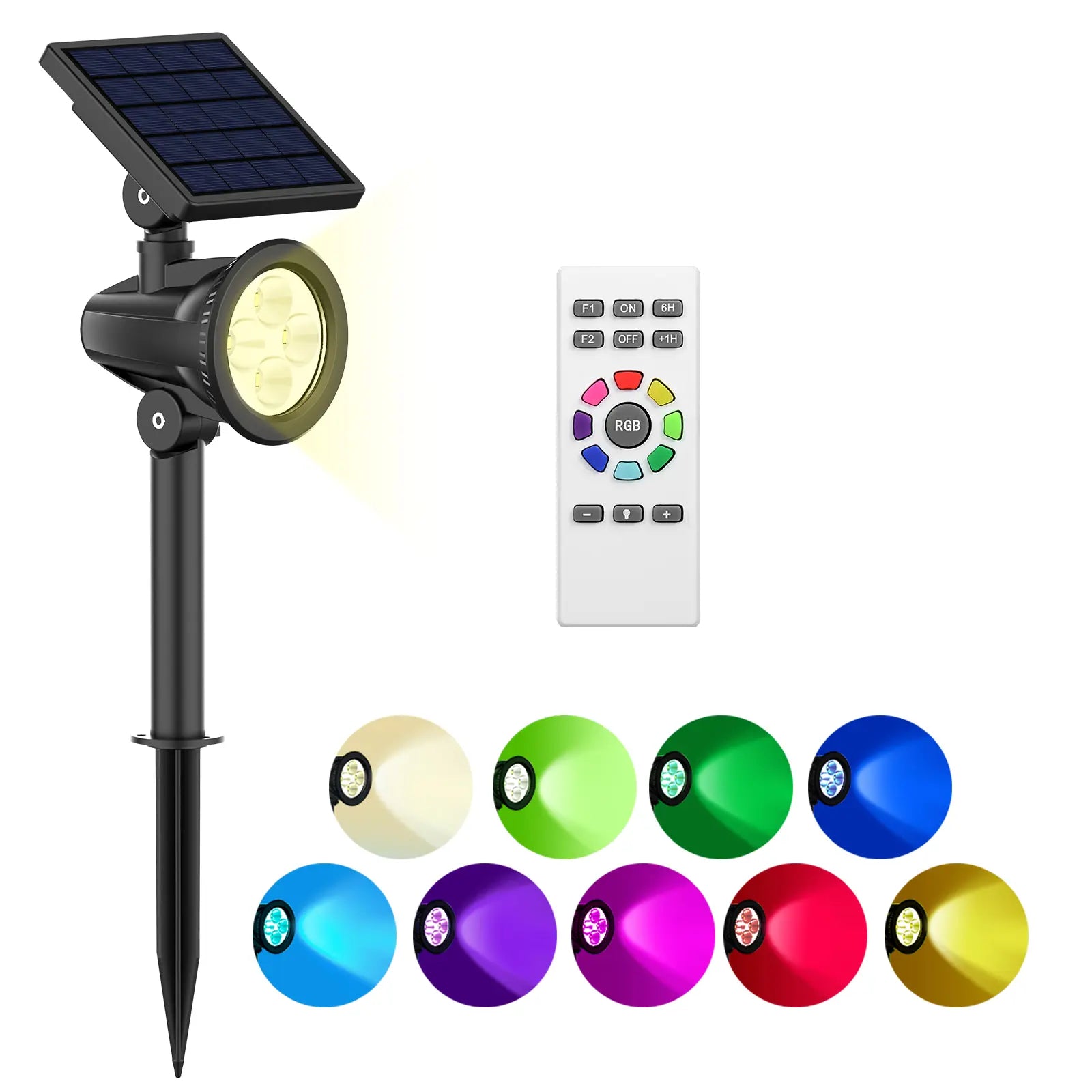 RGB color changing solar spot lights with remote