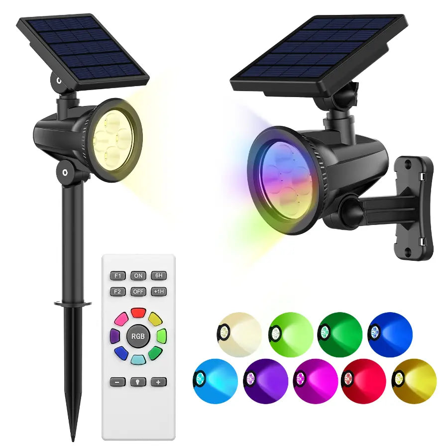 RGB color changing solar spot lights with remote
