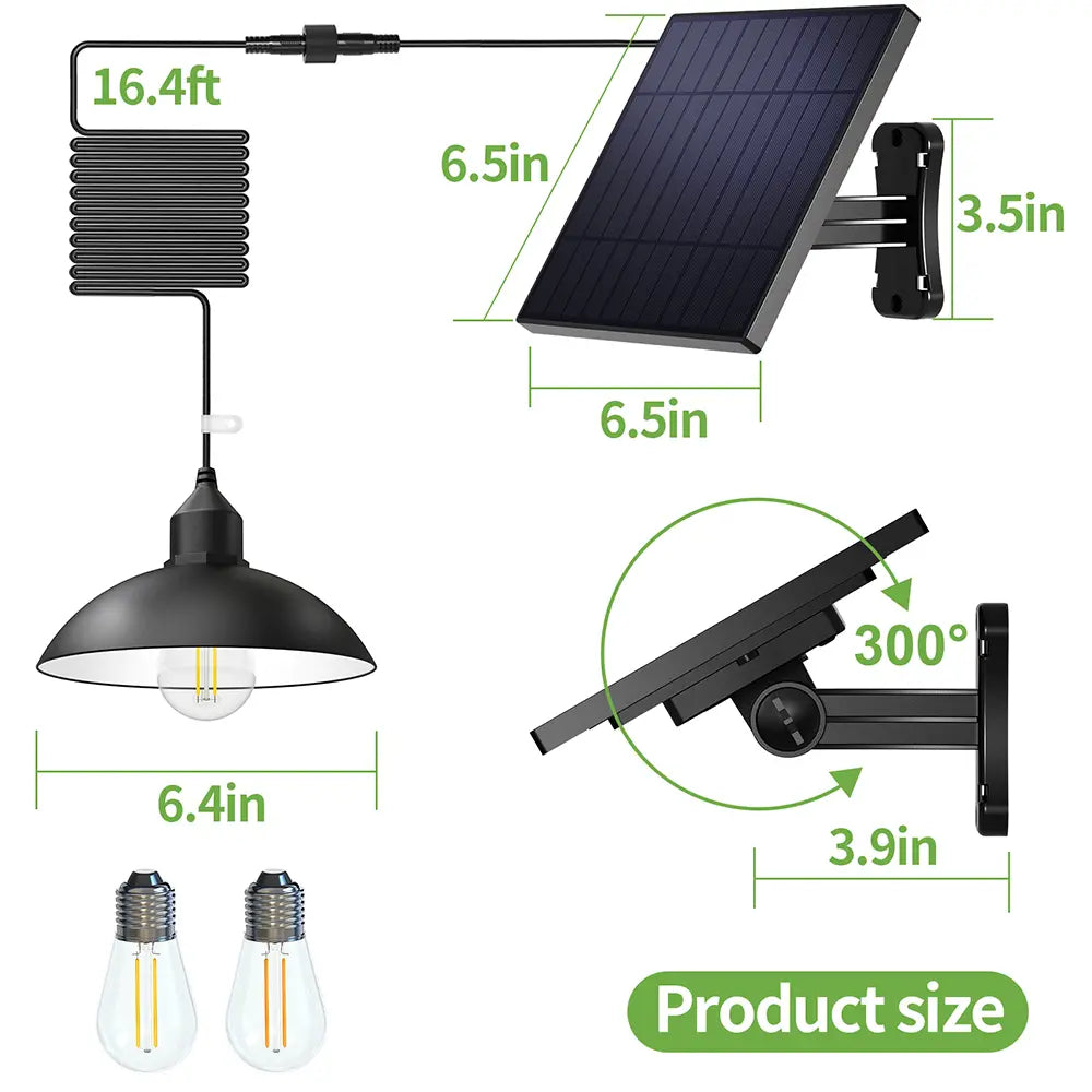 Solar Pendant Light Dimensions with Adjustable Panel