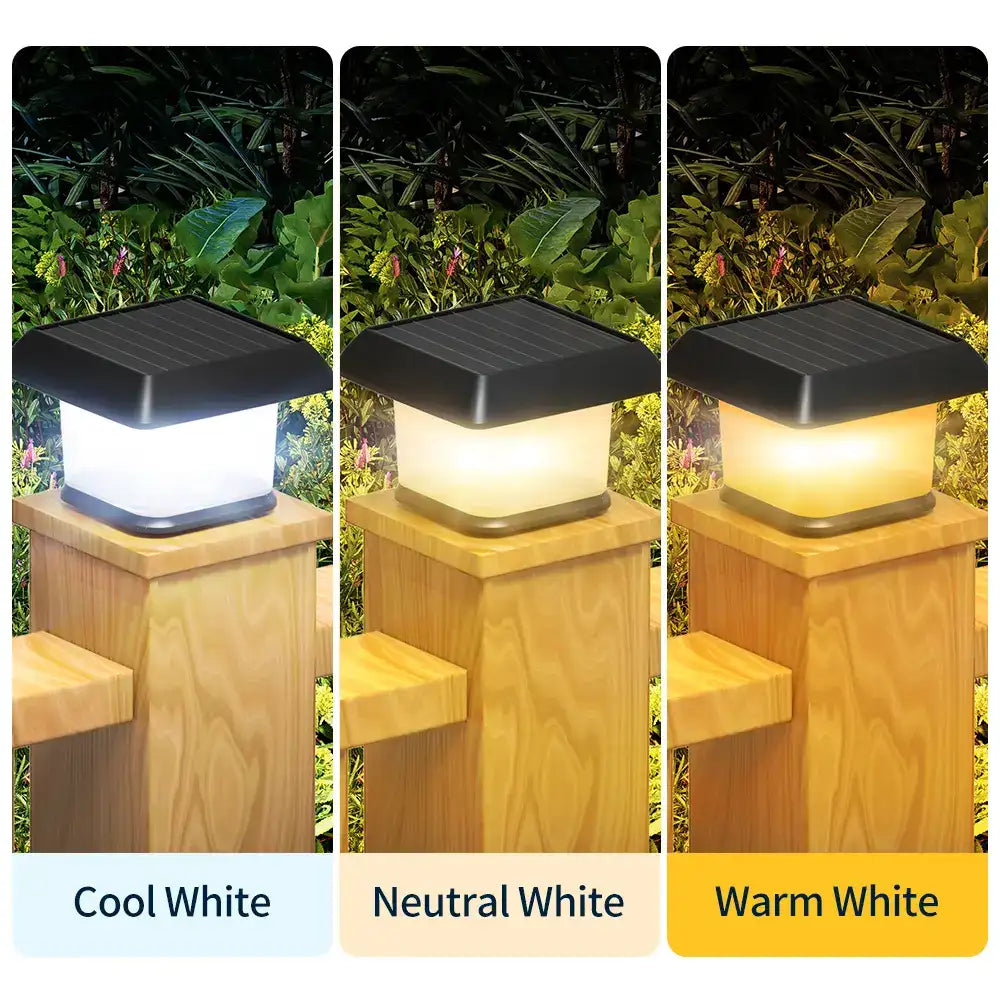 Solar Post Lights with 3 Color Modes Warm White