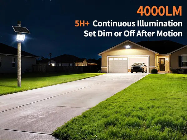 Outdoor solar flood light 4000LM motion sensor mode 5H continuous high brightness lighting for garage driveway yard