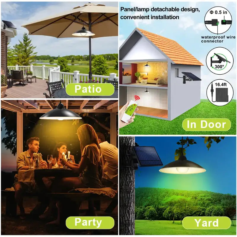 intelamp Solar Pendant Lights Indoor/Outdoor with 3 Brightness and Remote